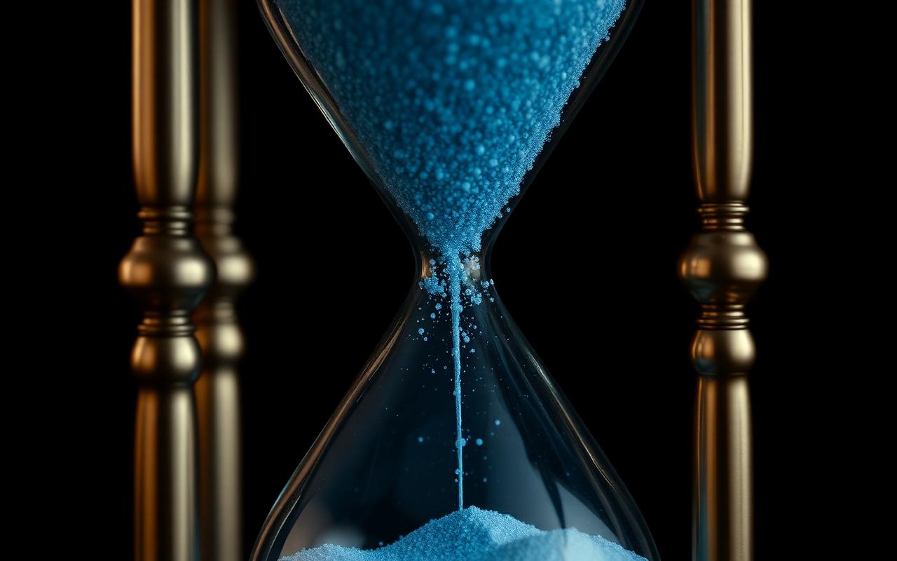Reloj de arena con datos cayendo